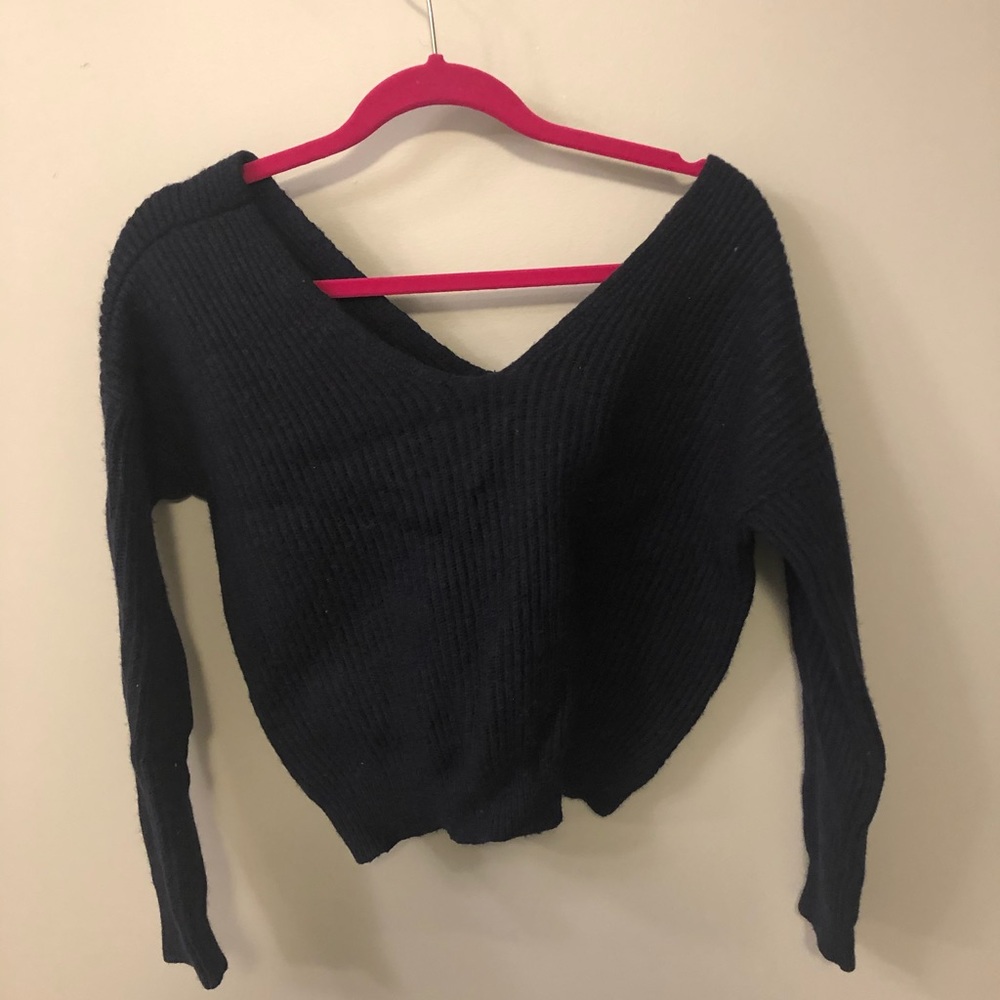 Anthropogie crop sweater with back knot